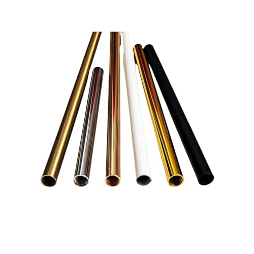 Inneres M10 Innengewinde Verbindungsrohr Hohle gerade Stange Retro Schwarz/Weiß/Gold/Silber Inneres Zahnrohr Tischlampe DIY Teil(350 mm,Brass Gold) von Generisch