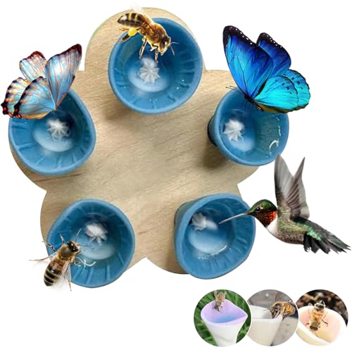 Insekten Trinkbecher, Sichere Bee Trink Cups aus Sicherheit PVC-Material, Bienen Insekt Trinkbecher, Garten Bee Insect Drinking Bunter Blütenform Bee Cups (1 Stuck - Blau) von Generisch