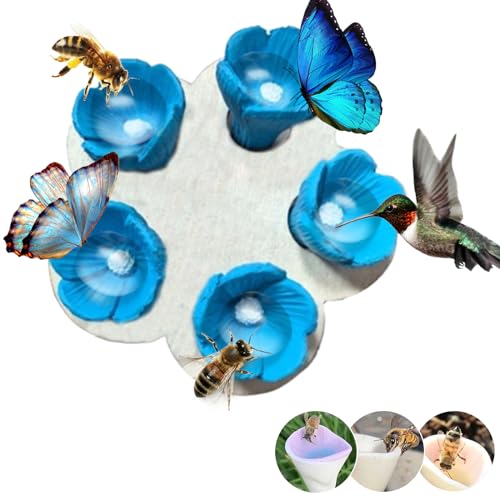 Insekten Trinkbecher, Sichere Bee Trink Cups aus Sicherheit PVC-Material, Bienen Insekt Trinkbecher, Garten Bee Insect Drinking Bunter Blütenform Bee Cups (Gänseblümchen-Blau) von Generisch