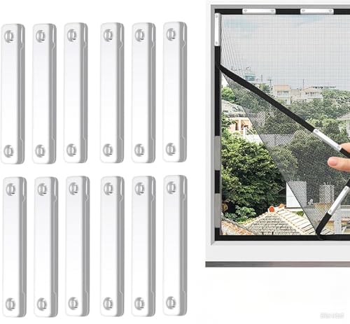 Insektenschutz Magnete 12 Stück Magnetclips Fensterbefestigung ohne Bohren Universelle Magnet Halterung für Fliegennetze in Küche Wohnzimmer Balkonbereich (Weiß) von Generisch