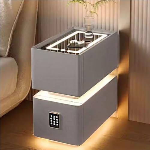 Intelligenter Nachttisch mit USB-Aufladung, LED-Licht und Zahlenschloss für moderne Schlaf- oder Wohnzimmeraufbewahrung von Generisch