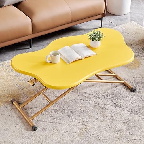 Irregular Cloud Couchtisch mit Hebefläche und Rollen für kleine Wohnräume – stilvolle gelbe kleine Möbel, modernes Design für gemütliche Häuser Irregular Cloud Couchtisch mit Hebefläche und Rollen für kleine Wohnräume – stilvolle gelbe kleine Möbel, modernes Design für gemütliche Häuser von Generisch
