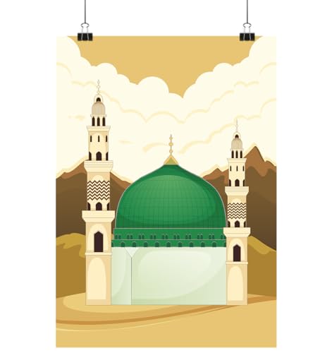 Islam Poster Masjid an-Nabawi Propheten Moschee Madina Medina Kinder islamisch Kinderzimmer Deko Wanddeko Jannah At Home (Madina Din A3) von Generisch