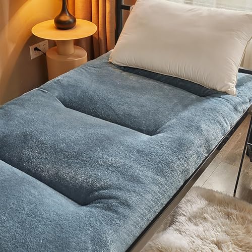 Japanische Boden-Futon-Matratze, dick und atmungsaktiv, aufrollbare Isomatte, superweich, zottelig, für Schlafzimmer/Zelt/Gäste, faltbar und tragbar (Hellblau, 180 x 200 cm) von Generisch