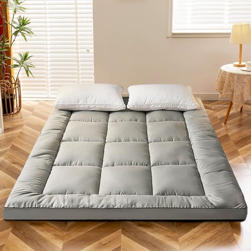 Japanische Futon-Matratze aus extra dicker Baumwolle, faltbar, volle Größe für einfache Lagerung, Queen-Size-Größe, praktische aufrollbare Matratze für Yoga, Wohnzimmer und mehr von Generisch