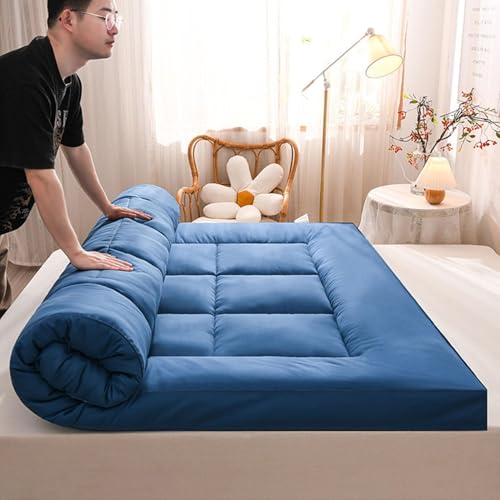 Japanische Futon-Matratzenauflage, extra dick, 10 cm, faltbar, aufrollbar, Isomatte für Gästebett, weich, atmungsaktiv und schmerzlindernd, Doppelbett/Einzelbett, Schwarz Japanische Futon-Matratzenauflage, extra dick, 10 cm, faltbar, aufrollbar, Isomatte für Gästebett, weich, atmungsaktiv und schmerzlindernd, Doppelbett/Einzelbett, Schwarz von Generisch