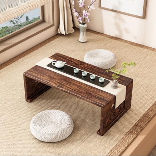 Japanischer zusammenklappbarer Couchtisch, tragbarer niedriger Tatami-Tisch aus Massivholz, handgefertigt mit Einsteck- und Zapfenverbindungen, ideal für Teestube von Generisch