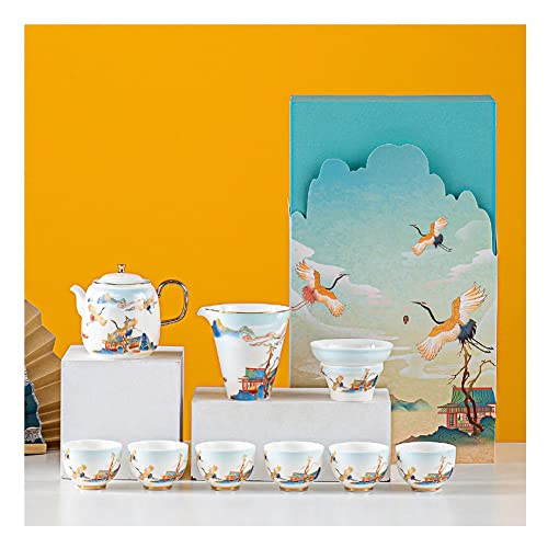 Japanisches Tee-Set mit Teekanne, Teetassen-Set für Damen, Keramik-Teesets, Teekessel, schöne asiatische Porzellan-Kunst-Teekanne, Service für Kungfu-Teeliebhaber, Partygeschenk (Farbe: B, Größe: ) von Generisch