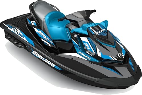 Jet Ski Sea-Doo seadoo GTR 230 2017 2018 2019 Jetski Aufkleber Set - Premium Vinyl Decals Graphics Kit mit blasenfreier Technologie Kleber (Schwarz Blau Weiß) von Generisch