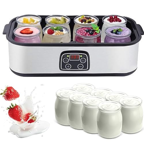 Joghurtbereiter mit LED-Anzeige, 1400 ml automatische Maschine, 8 Gläser, 0-48 Stunden Timer, einstellbare Temperatur 20-50 ℃ für hausgemachten Joghurt Joghurtbereiter mit LED-Anzeige, 1400 ml automatische Maschine, 8 Gläser, 0-48 Stunden Timer, einstellbare Temperatur 20-50 ℃ für hausgemachten Joghurt von Generisch
