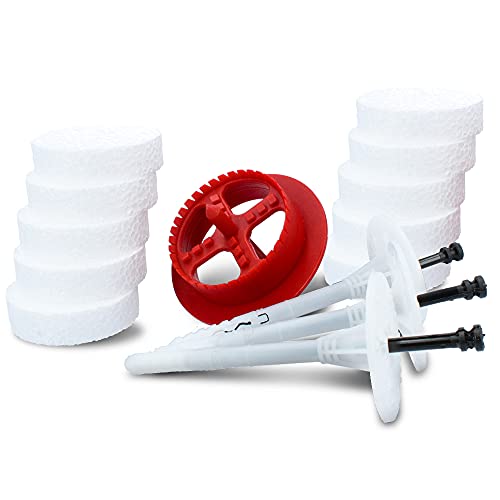 KLIMAS® Set Tellerdübel 200 Stück + Styroporfräser 1 St + 100 St EPS Styropor Abdeckkappen Rondelle | LTX 10x200 mm Dämmstoffdübel mit Kunststoffnagel Gelocht Für Fassadendämmung Wärmedämmung WDVS VWS von Generisch