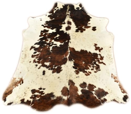 generisch KUHFELL STIERFELL BRAUN Weiss ca. 200 x 220 cm Tricolor Rinder Fell Teppich DREIFARBIG von generisch