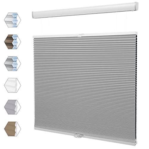 Kabellose Verdunkelungsrollos mit Wabenstruktur, wärmeisoliert, zellulär, plissiert, für Zuhause und Büro, einfache Montage, blickdicht, Sichtfenster, Grau, 90 cm B x 150 cm H Kabellose Verdunkelungsrollos mit Wabenstruktur, wärmeisoliert, zellulär, plissiert, für Zuhause und Büro, einfache Montage, blickdicht, Sichtfenster, Grau, 90 cm B x 150 cm H von Generisch