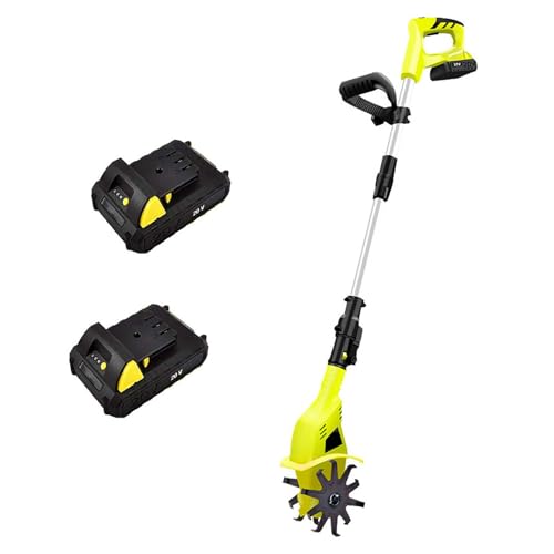Kabelloser elektrischer Gartenfräse, 20 V, mit 2 Akkus und Schnellladegerät, 10 cm Bodenbearbeitungsbreite und 20 cm Tiefe, verstellbare Höhe für effiziente Gartenarbeit von Generisch