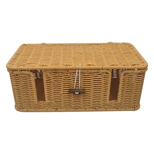 Kabelmanagement-Box, Power-Streifen-Organizer, Schreibtischkabel-Organizer, 4 offene Fächer, Rattan-Kabelbox für elektrische Kabelführung, Schreibtisch- und Bodenkabel von Generisch