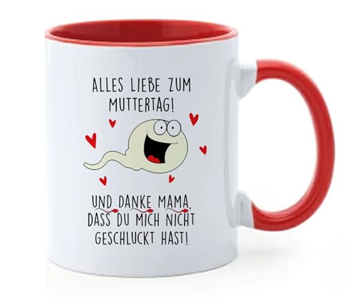 Kaffee Tasse Becher mit text " Danke dass du mich nicht geschluckt hast " Geschenk Mama Muttertag lustig (Gelb) von Generisch