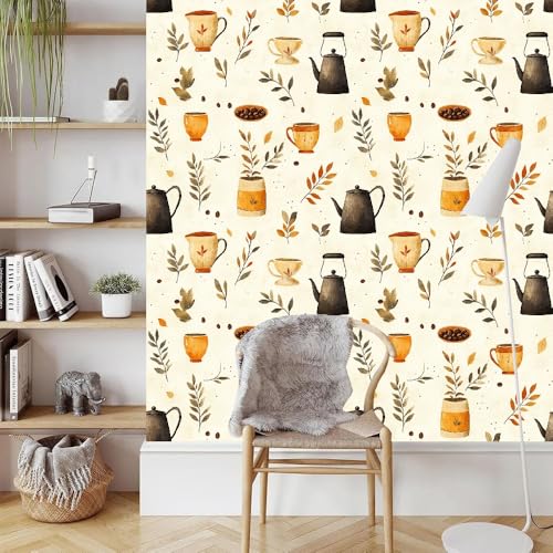 Kaffee Teekanne Tapete Selbstklebende Vintage Blätter Möbelfolie Verdicken Wasserdicht Matt Kontaktpapier mit Kleberückseite Wallpaper Rollen für Wand Tabellen Schränke Türen Dekorativ 0.45x10 M Kaffee Teekanne Tapete Selbstklebende Vintage Blätter Möbelfolie Verdicken Wasserdicht Matt Kontaktpapier mit Kleberückseite Wallpaper Rollen für Wand Tabellen Schränke Türen Dekorativ 0.45x10 M von Generisch