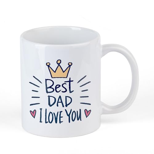 Kaffeebecher Tasse mit Spruch Bester Dad – Ich liebe dich - Best Dad I love you, Keramik, Geburtstagsgeschenk, Vatertagsgeschenke, zu Ostern oder zu Weihnachten 330 ml von Generisch