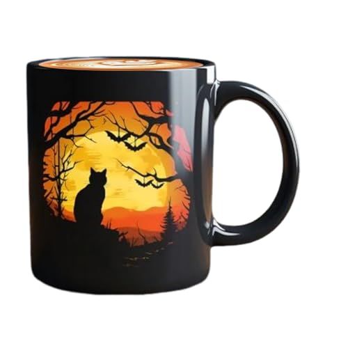 Kaffeebecher für schwarze Katze Keramik - Keramik-Kaffeetasse | Halloween Black Cat Cup | Halween Cup Cats | Tragbare festliche Cups für Kinder arbeiten Frauen Freunde Fruchtsaft von l von Generisch