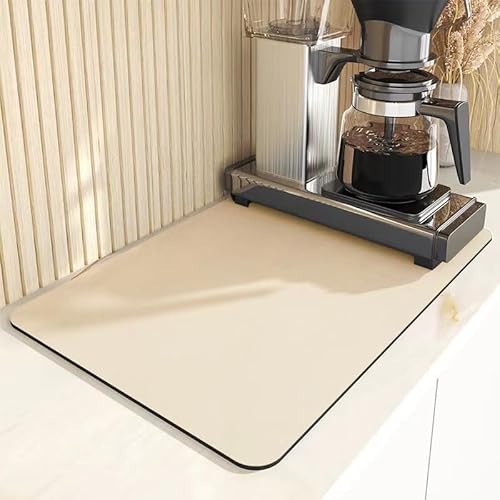 Kaffeematte – super saugfähige Kaffeebar-Matte für Arbeitsplatten, kein Ausspülen, rutschfeste Kaffeemaschine, Küche, saugfähige Abtropfmatte für Kaffeebar/Küchentheke (Beige, 40 x 50 cm) von Generisch