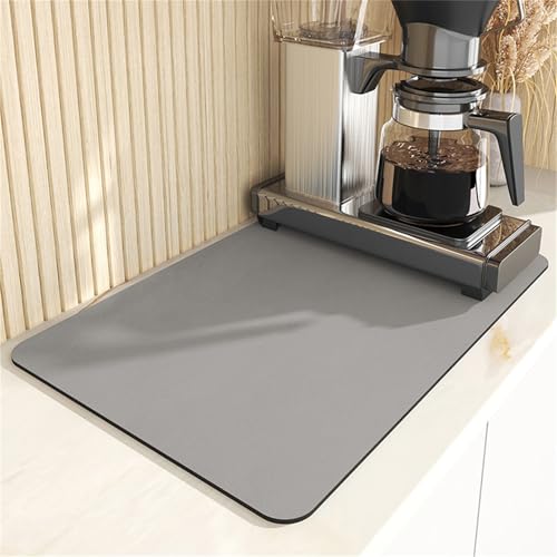 Kaffeematte – super saugfähige Kaffeebar-Matte für Arbeitsplatten, kein Ausspülen, rutschfeste Kaffeemaschine, Küche, saugfähige Abtropfmatte für Kaffeebar/Küchentheke (Hellgrau, 30 x 40 cm) von Generisch