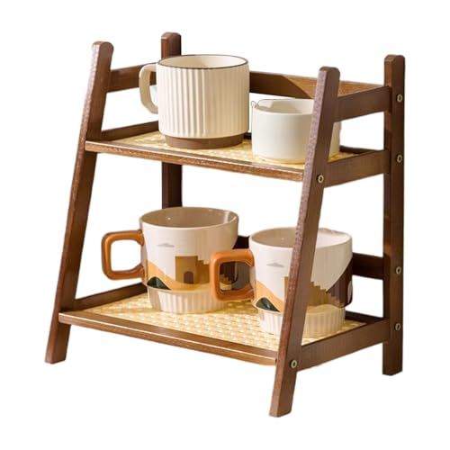 Kaffeetasse Organizer -Desktop-Becher-Baum mit zweistufigem Design, rustikaler Theke Rack | Multi-Gebrauch-Getränkewarenlager für Küchentischplatten, Stationsorganisator, Tee Bar Display Ständer von Generisch