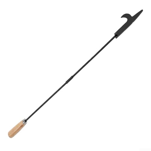 Kaminschürhaken Eisen Werkzeug mit Holzgriff zum Ascheschaben von Holzscheiten und Holzkohle drehen Essential Fire Zubehör schwarz von Generisch