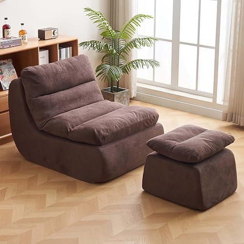 Kaminstuhl, komprimierter Sitzsack, abnehmbares kleines Sofa, Ecksofas für Wohnzimmer, großes modernes Sofa, Orange, mit Pedal von Generisch