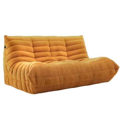 Kaminstuhl – weicher Wildleder-Loungesessel mit voller Schwamm-Kompression, gemütliches Sitzsack-Sofa für Wohnzimmer und Schlafzimmer, perfektes Ecksofa zur Entspannung, gelbes Pedaldesign von Generisch