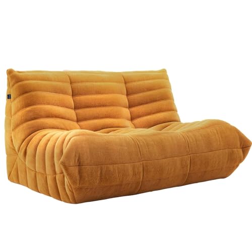 Kaminstuhl – weicher Wildleder-Loungestuhl, Vollschwamm-Kompression, Doppelsitz-Sitzsack, Sofa für Wohnzimmer und Schlafzimmer, gemütliches Ecksofa, Couch in Gelb von Generisch