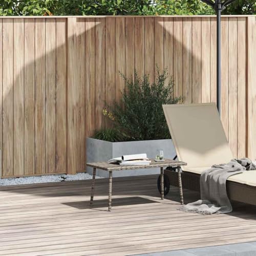 Kangmusi Garten-Couchtisch Rechteckig Grau 80x40x37 cm Poly Rattan, Grau 4104057 von Generisch