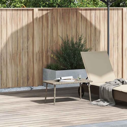 Kangmusi Garten-Couchtisch Rechteckig Hellgrau 80x40x37 cm Poly Rattan, Grau 4104059 von Generisch