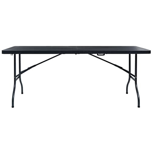 Kangmusi Gartentisch Klappbar Schwarz 180×75×72 cm HDPE Rattan-, Schwarz 48831 von Generisch