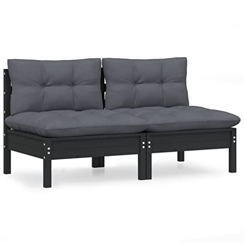 Kangqiling 3095996 Gartensofa 2-Sitzer Kissen Anthrazit Massivholz Kiefer Schwarz Kangqiling 3095996 Gartensofa 2-Sitzer Kissen Anthrazit Massivholz Kiefer Schwarz von Generisch
