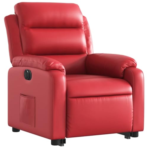 Kangqiling 3205061 Elektrischer Sitzerhöhung mit verstellbarer Rückenlehne, aus Kunstleder, Rot, 3205061 von Generisch