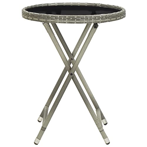 Kangqiling Couchtisch Grau 60 cm aus Polyrattan und gehärtetem Glas, grau, 46204 von Generisch