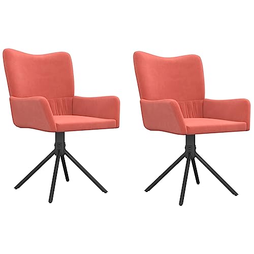 Kangqiling Drehbare Esszimmerstühle 2 Stück Rosa aus Samt, Rosa, 344813 von Generisch