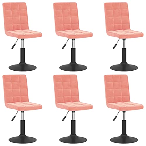 Kangqiling Drehbare Esszimmerstühle 6 Stück Rosa aus Samt, Rosa, 3089305 von Generisch