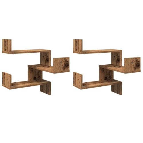 Kangqiling Eckregale 2 Stück antikes Holz 40 x 40 x 49,5 cm aus Spanplatte, Braun, 856607 von Generisch