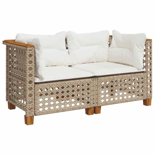 Kangqiling Ecksofas für den Garten mit Kissen 2 Beige Polyrattan, Beige, 365937 von Generisch