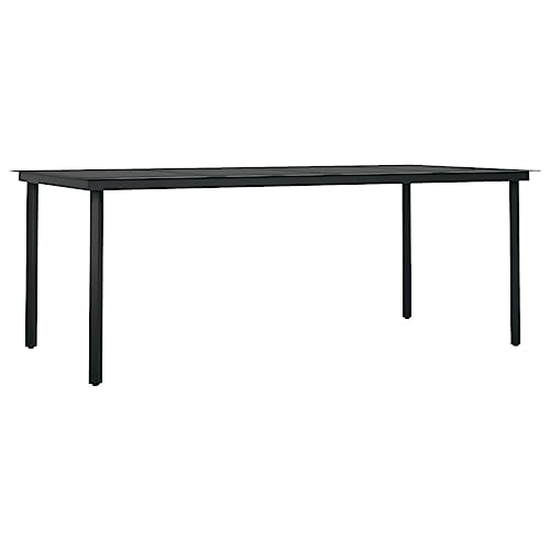 Kangqiling Esstisch für den Garten, schwarz, 200 x 100 x 74 cm, Stahl und Glas, Schwarz, 3100107 Kangqiling Esstisch für den Garten, schwarz, 200 x 100 x 74 cm, Stahl und Glas, Schwarz, 3100107 von Generisch