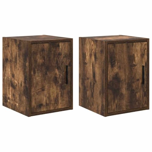 Kangqiling Garagen-Hängeschränke 2 Stück Eiche Rauch aus mehrschichtigem Holz, Braun, 860616 von Generisch