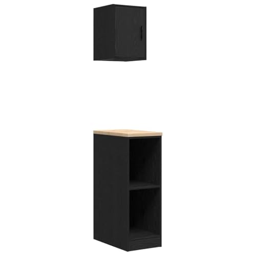 Kangqiling Garagenschrank 2 Stück schwarz aus mehrschichtigem Holz, schwarz, 3328261 von Generisch
