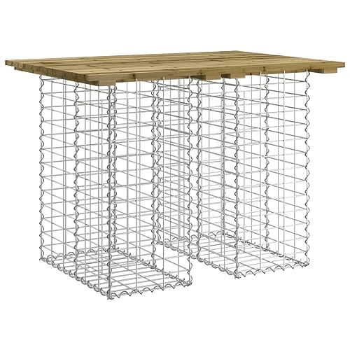 Kangqiling Gartenbank Design Gabione 100 x 70 x 72 cm Kiefer imprägniert, Braun, 834364 von Generisch