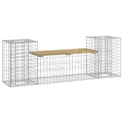 Kangqiling Gartenbank Design Gabione 183 x 41 x 60,5 cm Kiefer imprägniert, Braun, 834389 von Generisch