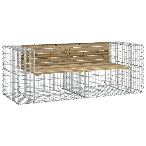 Kangqiling Gartenbank Design Gabione 184 x 71 x 65,5 cm Kiefer imprägniert, Braun, 3196238 von Generisch