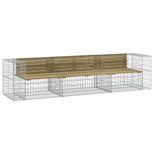 Kangqiling Gartenbank Design Gabione 287 x 71 x 65,5 cm Kiefer imprägniert, Braun, 3196253 von Generisch