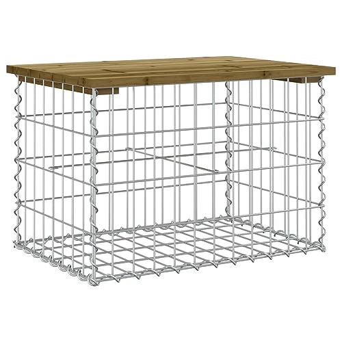 Kangqiling Gartenbank Design Gabione 63 x 44 x 42 cm Kiefer imprägniert, Braun, 834355 von Generisch
