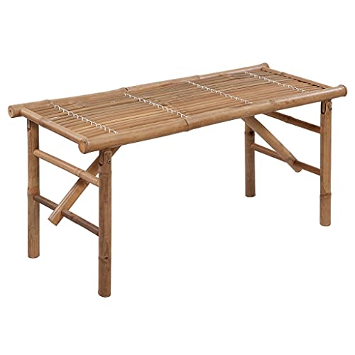 Kangqiling Gartenbank klappbar mit Kissen 118 cm aus Bambus, creme, 3063866 von Generisch