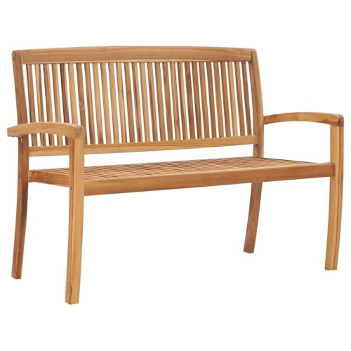 Kangqiling Gartenbank stapelbar und Kissen 128,5 cm Teak massiv, rot, 3063285 von Generisch